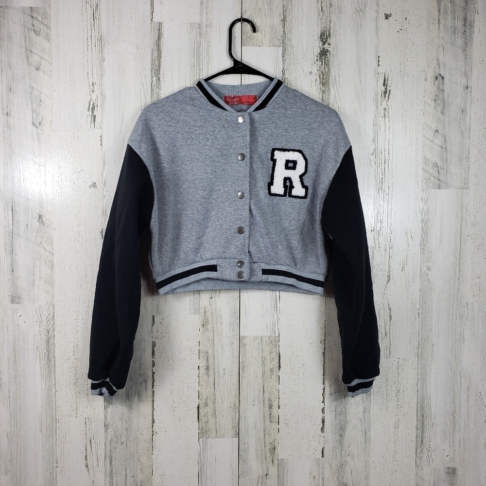 Roma concept by rosee gray and black R logo crop jacket women's size medium